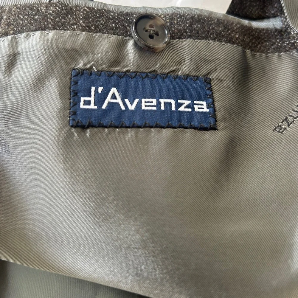 d'Avenza Blazer Sports Coat 40 Brown 100% Cashmere Windowpane Made in Italy